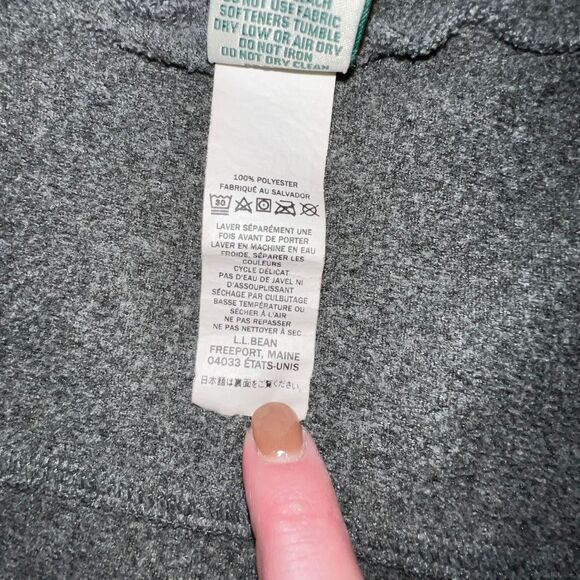 LL Bean Sweater Shirt Womens Large Gray Blue Fleece Outdoor Top Full Zip Jacket - Picture 12 of 13